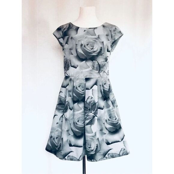 GAP GapKids Girls 10 Grey Monotone Damask Floral Dress - Picture 1 of 4